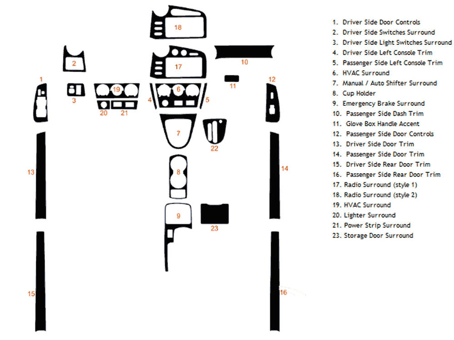 toyota matrix 2003-2008 Dash Kit Diagram