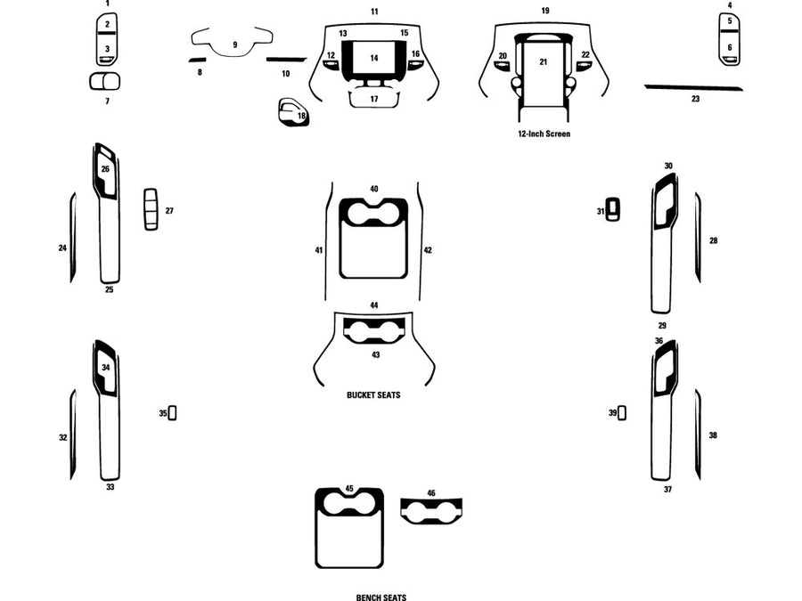 ram 1500 2019-2025 (crew / quad cab) Dash Kit Diagram