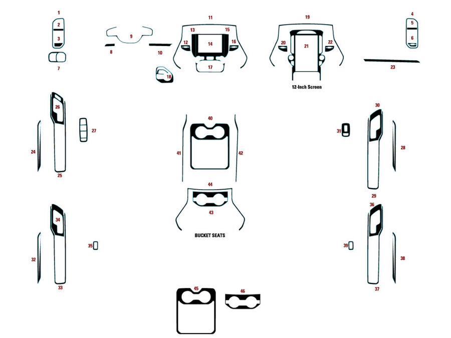 dodge ram 2019-2025 (1500 / 2500 / 3500) Dash Kit Diagram
