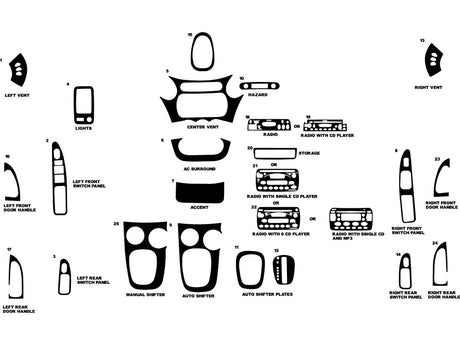 saturn ion 2003-2005 (sedan) Dash Kit Diagram