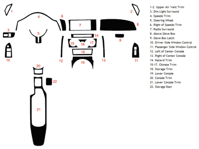 subaru brz 2013-2020 Dash Kit Diagram