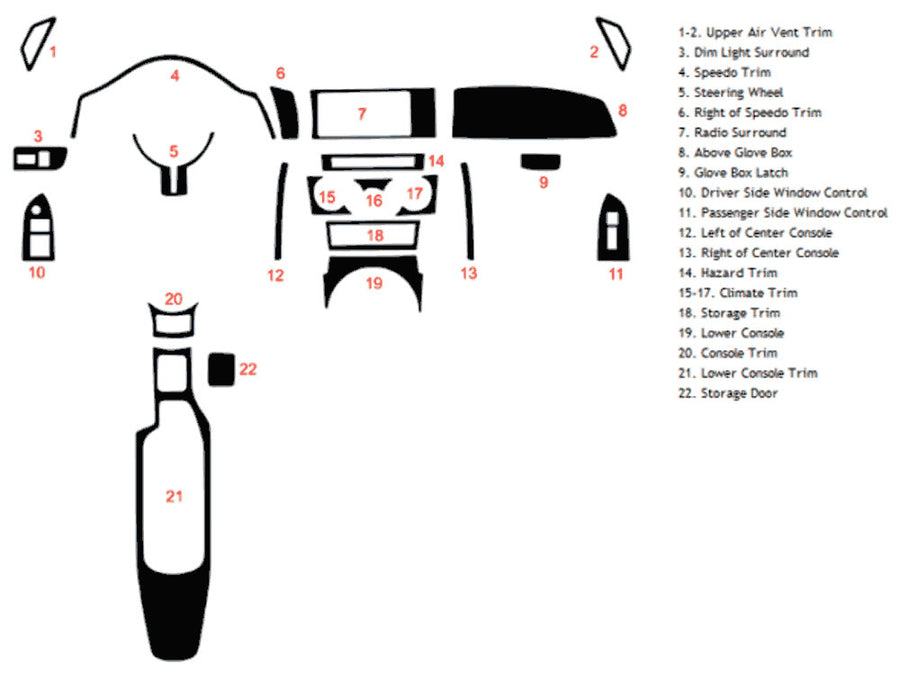 subaru brz 2013-2020 Dash Kit Diagram