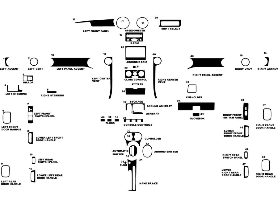 scion xb 2004-2006 Dash Kit Diagram
