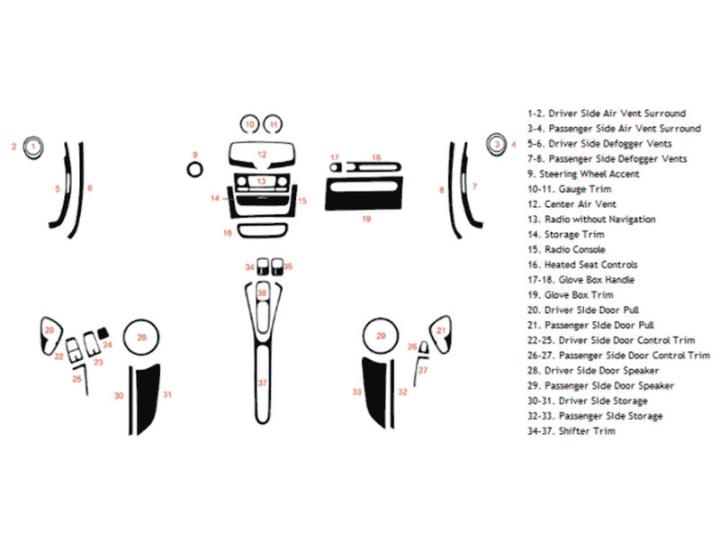 smart fortwo 2011-2015 Dash Kit Diagram