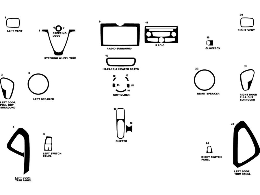 smart fortwo 2008-2010 Dash Kit Diagram