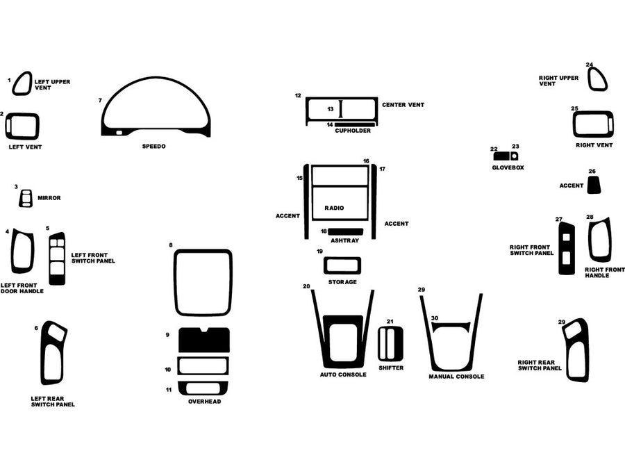 subaru forester 1998-2002 Dash Kit Diagram