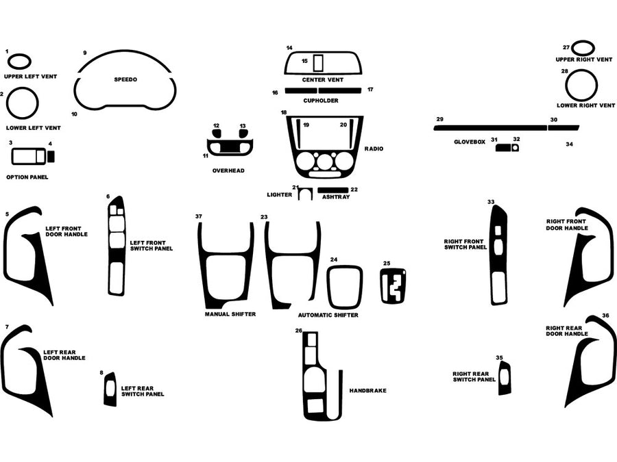subaru impreza 2002-2004 Dash Kit Diagram