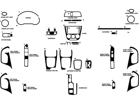 subaru impreza 2002-2004 Dash Kit Diagram