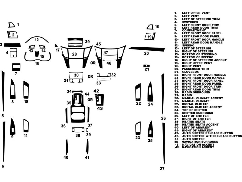 subaru legacy 2010-2014 Dash Kit Diagram