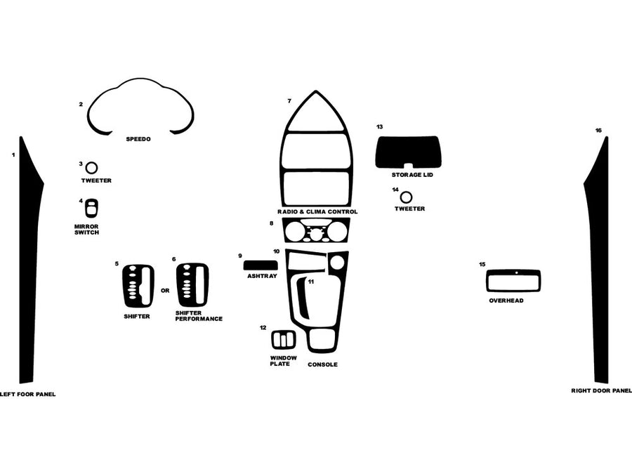 toyota celica 2000-2005 Dash Kit Diagram