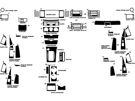 toyota corolla 2003-2008 Dash Kit Diagram