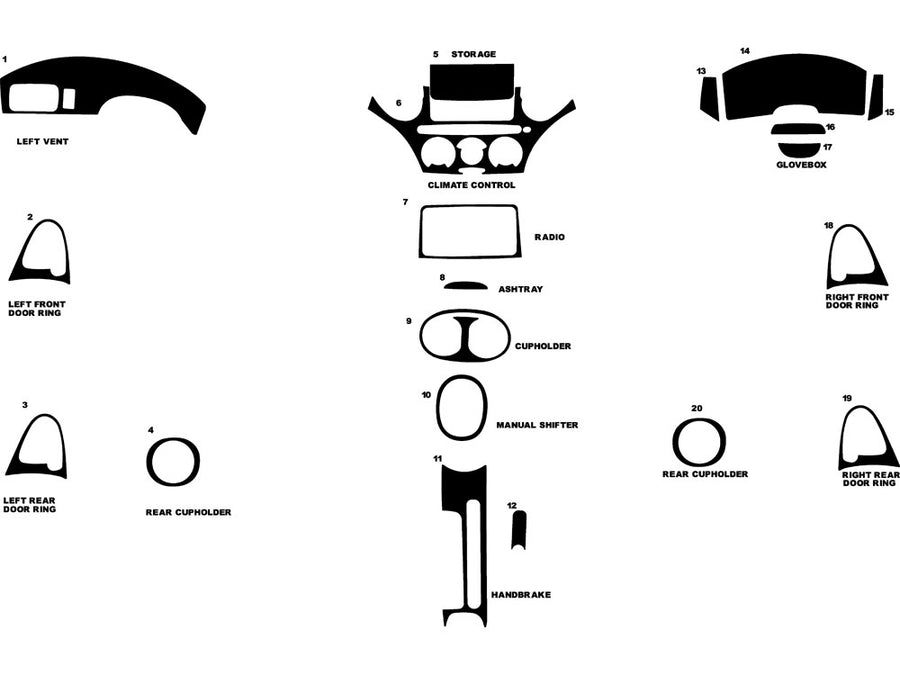 toyota echo 2000-2005 Dash Kit Diagram