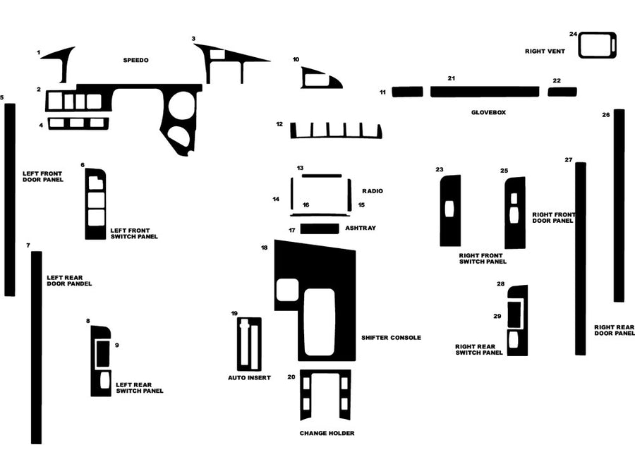 toyota land cruiser 1990-1994 Dash Kit Diagram