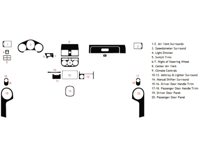 toyota mr2 1991-1995 Dash Kit Diagram
