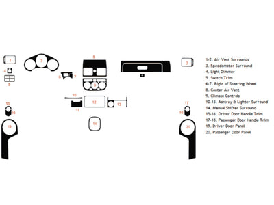 toyota mr2 1991-1995 Dash Kit Diagram