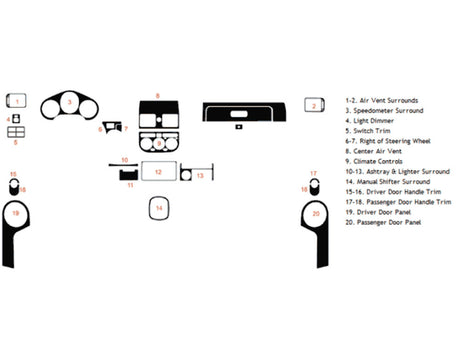 toyota mr2 1991-1995 Dash Kit Diagram