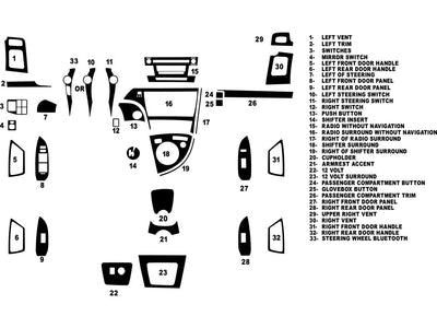 toyota prius 2010-2015 Dash Kit Diagram