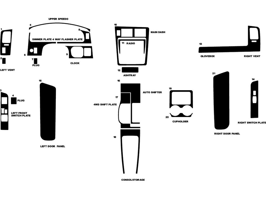 toyota tacoma 1995-1997 Dash Kit Diagram