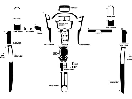 toyota yaris 2007-2011 (coupe) Dash Kit Diagram