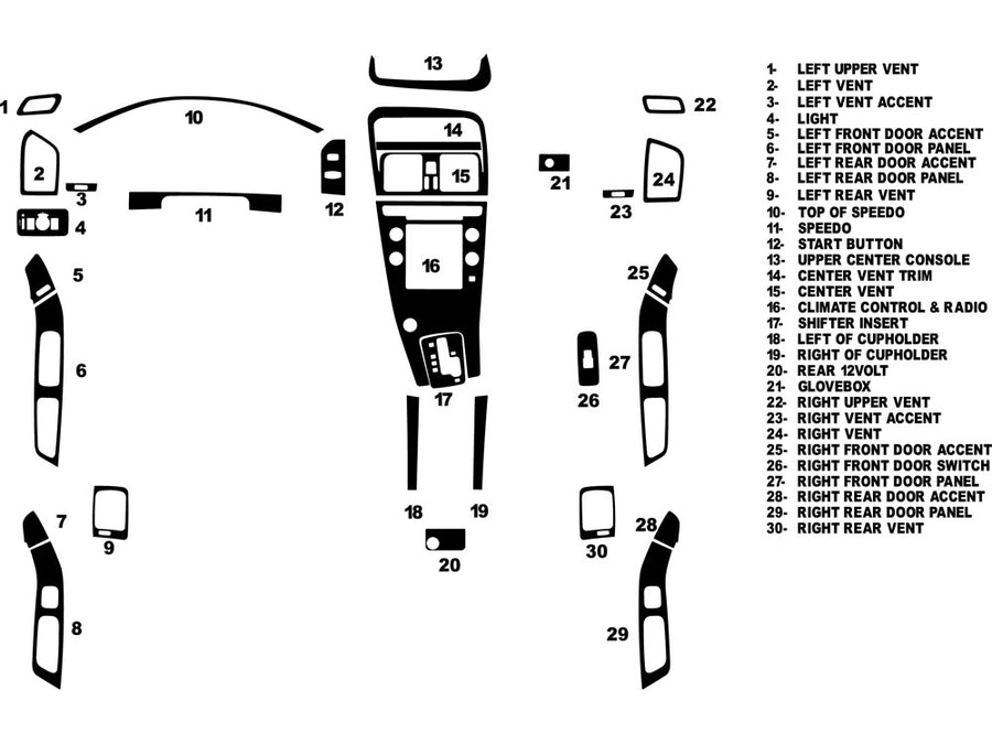 volvo xc60 2010-2012 Dash Kit Diagram