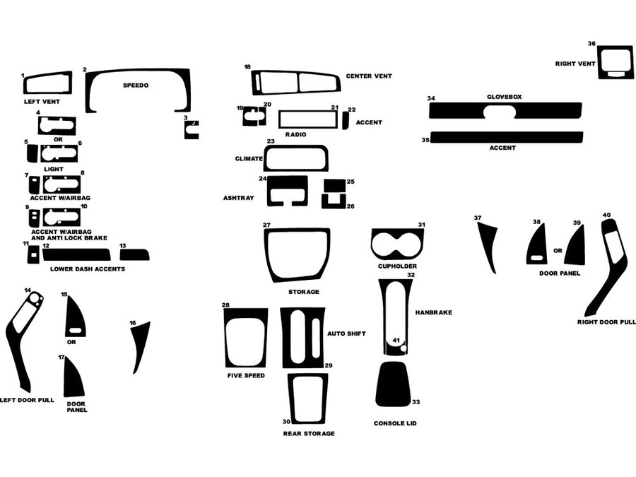 volkswagen cabrio 1995-2002 Dash Kit Diagram