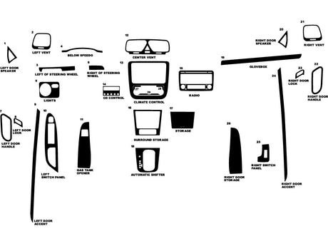 volkswagen eos 2013-2016 Dash Kit Diagram