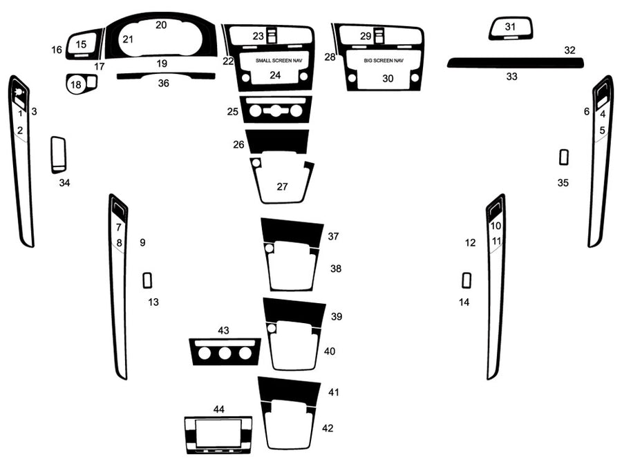 volkswagen golf 2015-2021 Dash Kit Diagram