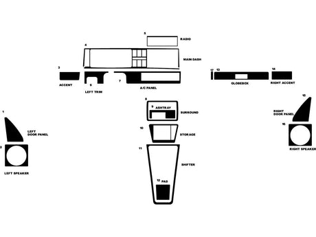 volkswagen golf 1985-1993 Dash Kit Diagram