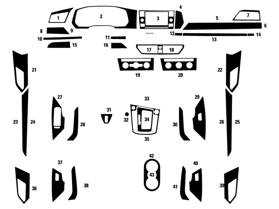 volkswagen jetta 2018-2025 Dash Kit Diagram