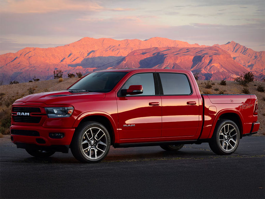 dodge ram 2019-2024 (crew cab / quad cab) Brushed Aluminum Black Pillar Trim