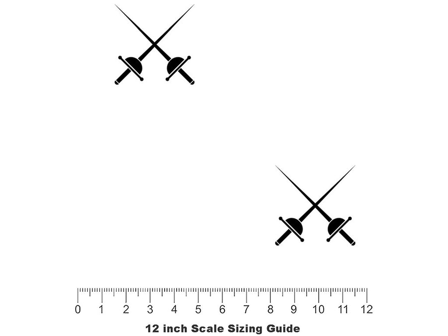Dual Rapiers Sport Vinyl Film Pattern Size 12 inch Scale~Rwraps Dual Rapiers Sport Sizing Chart~2