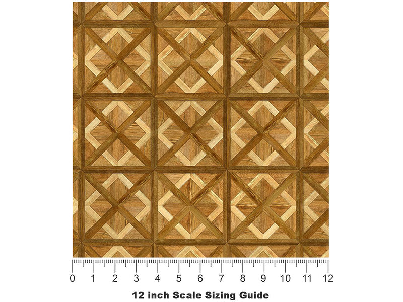 Early American Stain Wooden Parquet Vinyl Film Pattern Size 12 inch Scale~Rwraps Early American Stain Wooden Parquet Sizing Chart~3