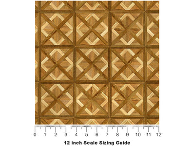 Early American Stain Wooden Parquet Vinyl Film Pattern Size 12 inch Scale~Rwraps Early American Stain Wooden Parquet Sizing Chart~3