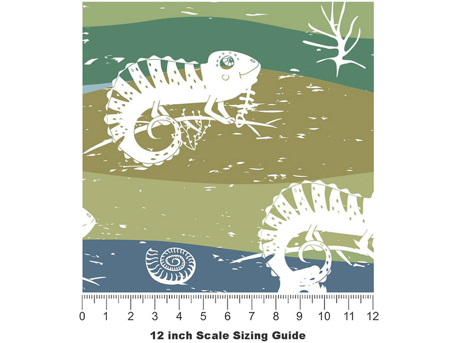 Easygoing Chameleons Reptile Vinyl Film Pattern Size 12 inch Scale~Rwraps Easygoing Chameleons Reptile Sizing Chart~2