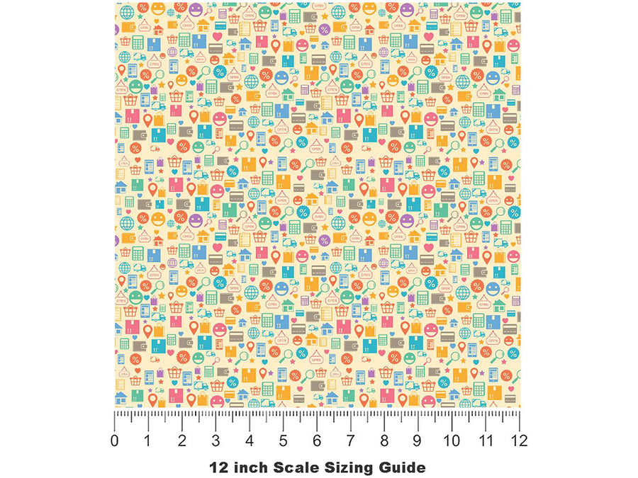 Ecommerce Functionality Technology Vinyl Film Pattern Size 12 inch Scale~Rwraps Ecommerce Functionality Technology Sizing Chart~3