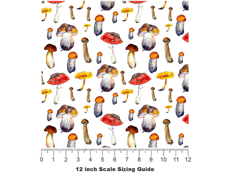 Edible Decay Mushroom Vinyl Film Pattern Size 12 inch Scale~Rwraps Edible Decay Mushroom Sizing Chart~2