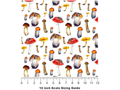 Edible Decay Mushroom Vinyl Film Pattern Size 12 inch Scale~Rwraps Edible Decay Mushroom Sizing Chart~2