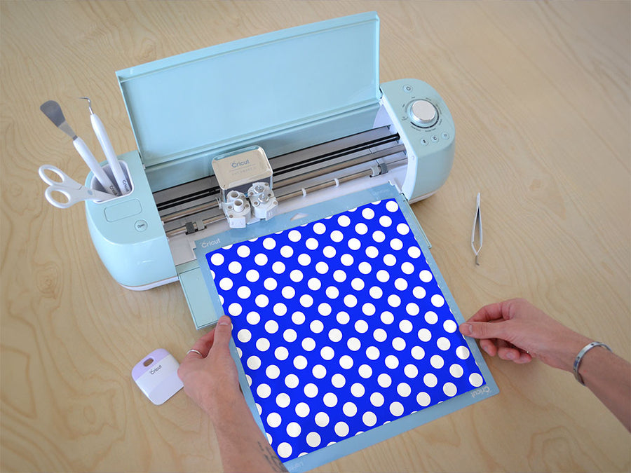 egyptian blue polka dot Cricut Compatible Vinyl