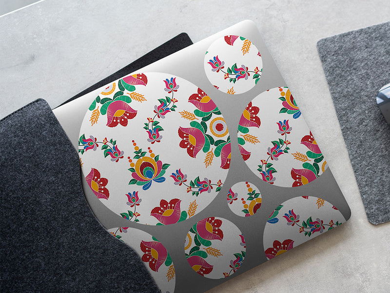 embroidered tulips mandala DIY Laptop Stickers