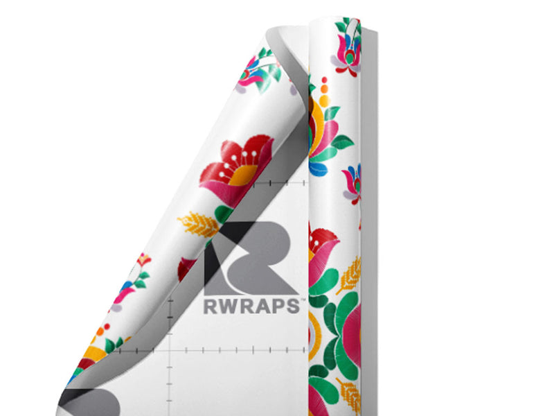 Embroidered Tulips Mandala Wrap Film Sheets~Rwraps Series 914 Embroidered Tulips Mandala Scrolled Sheet~3