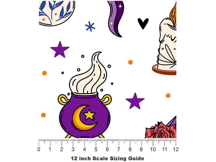 Enchanted Items Witch Vinyl Film Pattern Size 12 inch Scale~Rwraps Enchanted Items Witch Sizing Chart~2