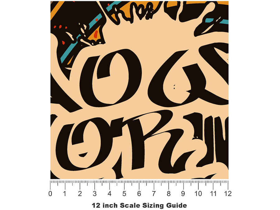 Entrance Music Graffiti Vinyl Film Pattern Size 12 inch Scale~Rwraps Entrance Music Graffiti Sizing Chart~2
