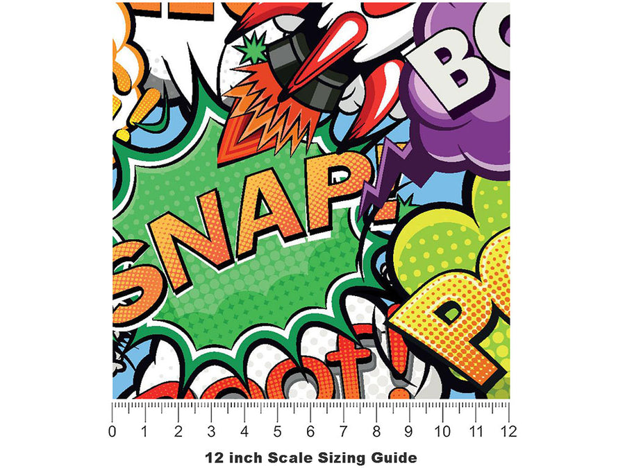 Espionage Comic Sticker Bomb Vinyl Film Pattern Size 12 inch Scale~Rwraps Espionage Comic Sticker Bomb Sizing Chart~3