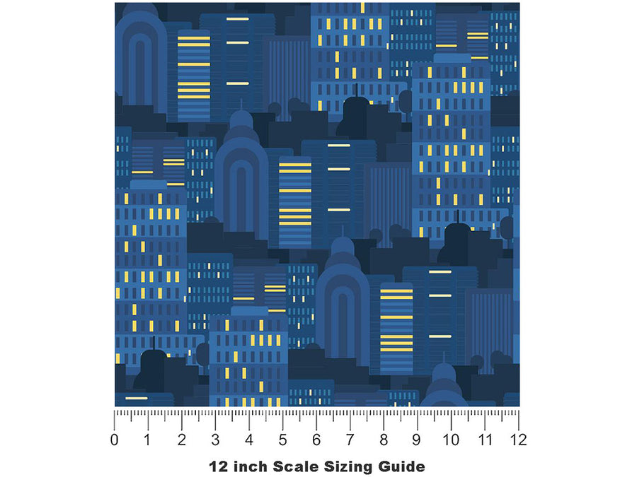 Evening Skyscrapers Cityscape Vinyl Film Pattern Size 12 inch Scale~Rwraps Evening Skyscrapers Cityscape Sizing Chart~3