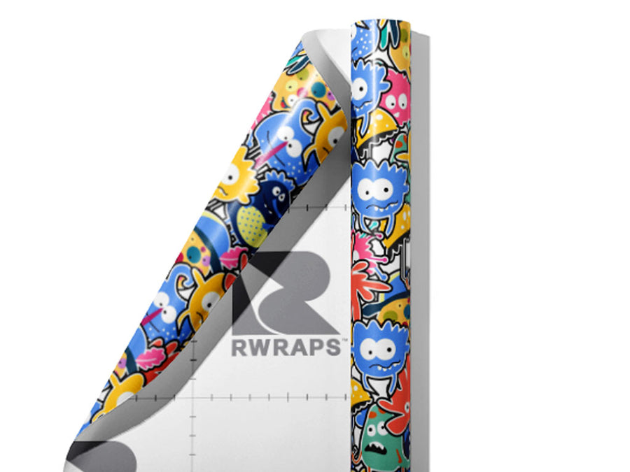 Extraterrestrial Parade Sticker Bomb Wrap Film Sheets~Rwraps Series 914 Extraterrestrial Parade Sticker Bomb Scrolled Sheet~4