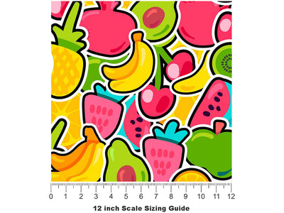 Fabulous Fruit Sticker Bomb Vinyl Film Pattern Size 12 inch Scale~Rwraps Fabulous Fruit Sticker Bomb Sizing Chart~3