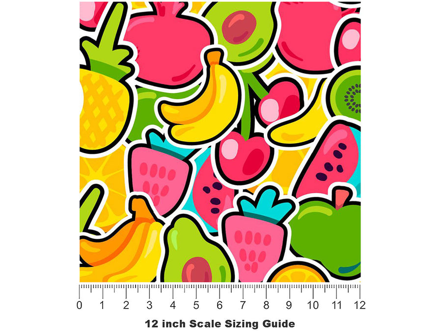 Fabulous Fruit Sticker Bomb Vinyl Film Pattern Size 12 inch Scale~Rwraps Fabulous Fruit Sticker Bomb Sizing Chart~3