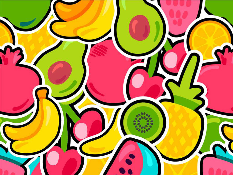 Fabulous Fruit Sticker Bomb Vinyl Wrap Pattern~Rwraps Series 914 Digitally Printed Vinyl Wrap~0