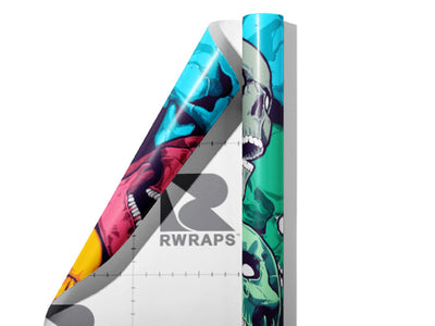 Face Death Sticker Bomb Wrap Film Sheets~Rwraps Series 914 Face Death Sticker Bomb Scrolled Sheet~4