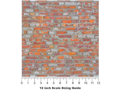 Faded  Brick Vinyl Film Pattern Size 12 inch Scale~Rwraps Faded  Brick Sizing Chart~3